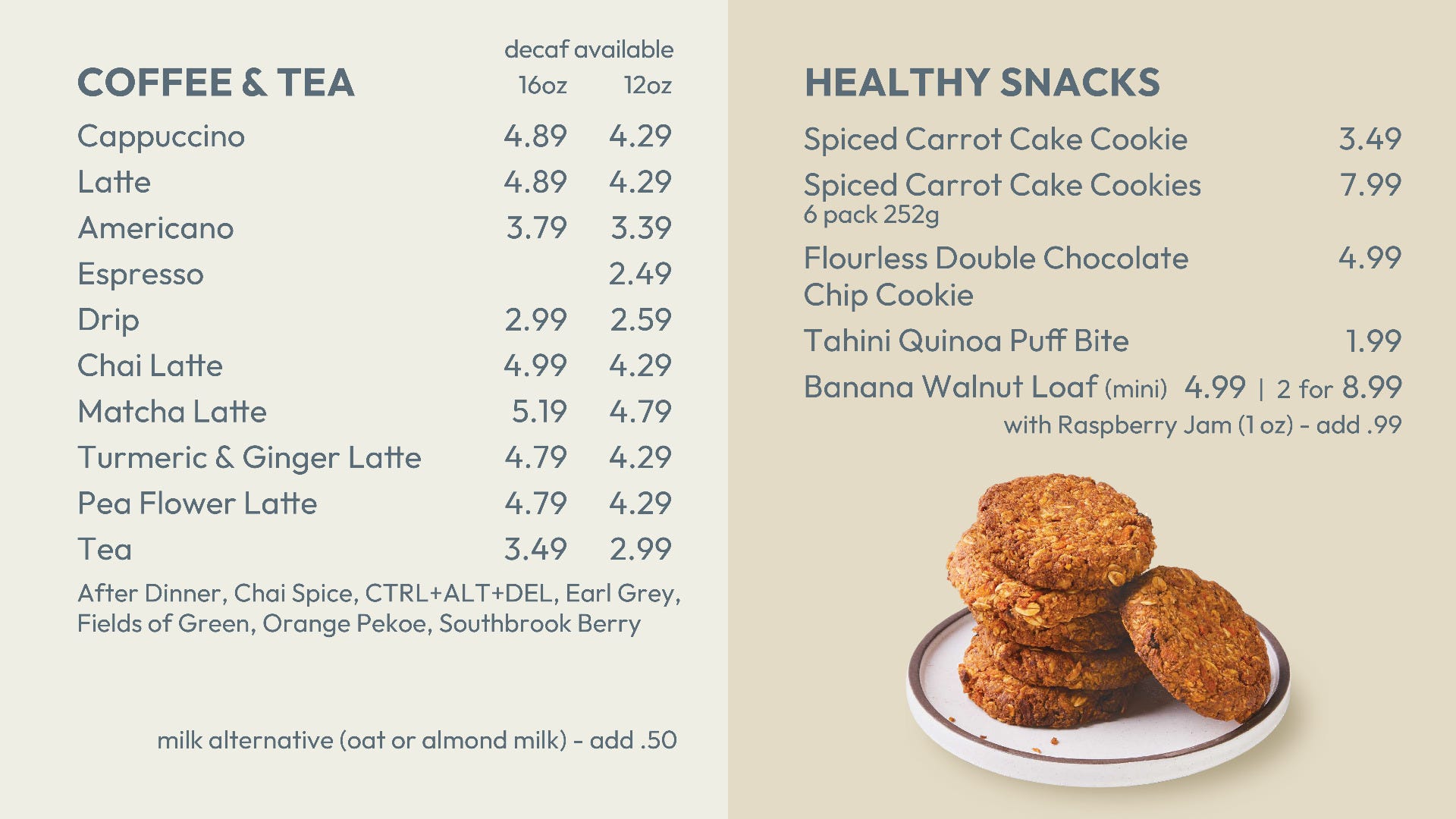 Coffee Tea Menu
